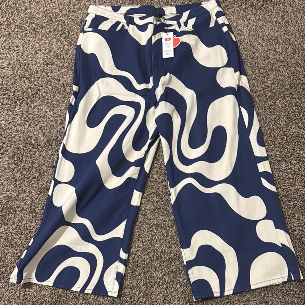 Marimekko Blue and White Patterned Pants